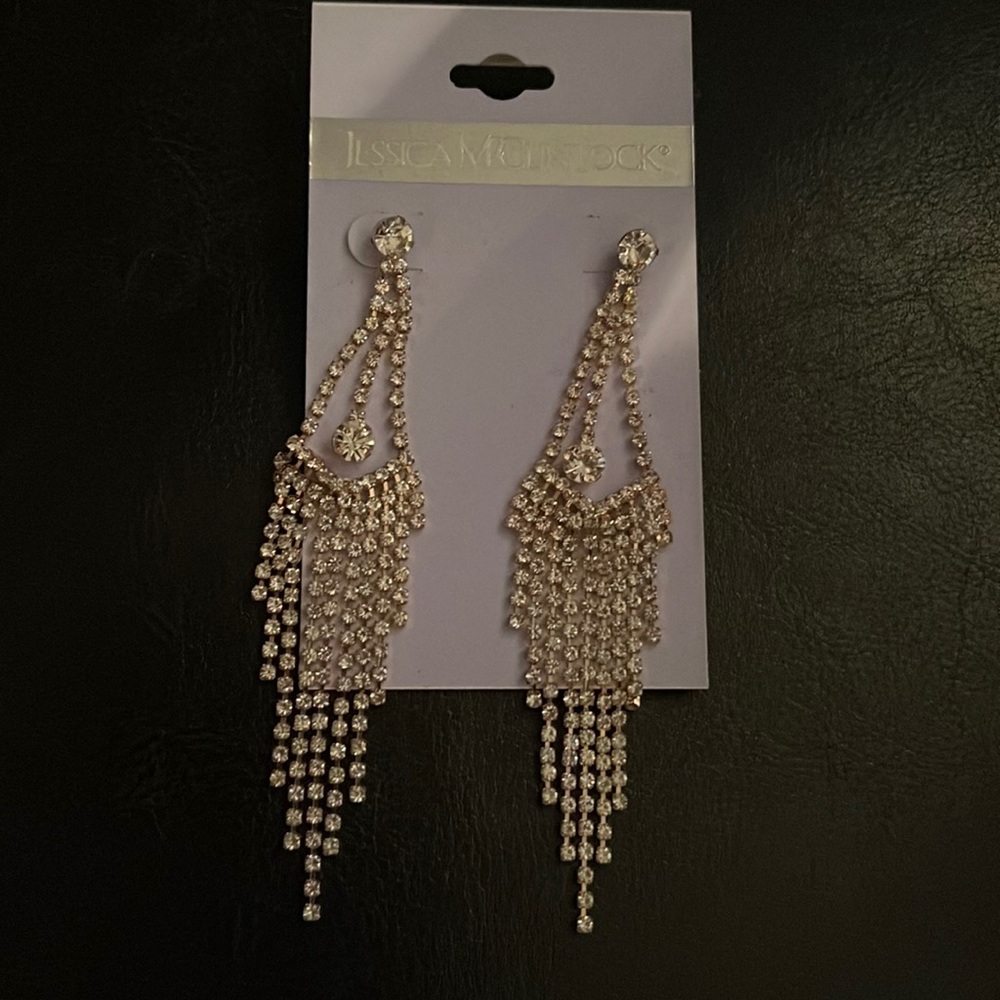 New Jessica McClintock Chandelier Earrings Gold